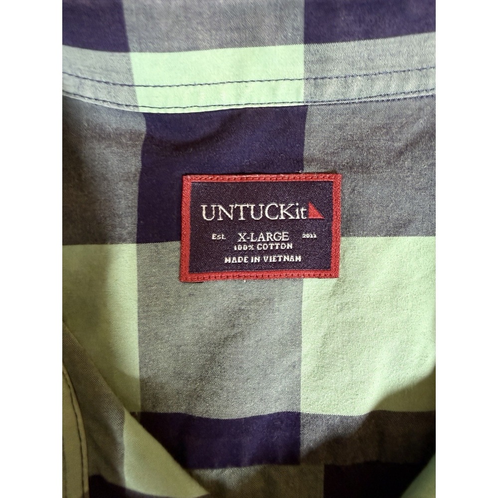 UNTUCKit Shirt Mens XL Green Blue Buffalo Check Plaid 100% Cotton Button Up - Picture 4 of 11